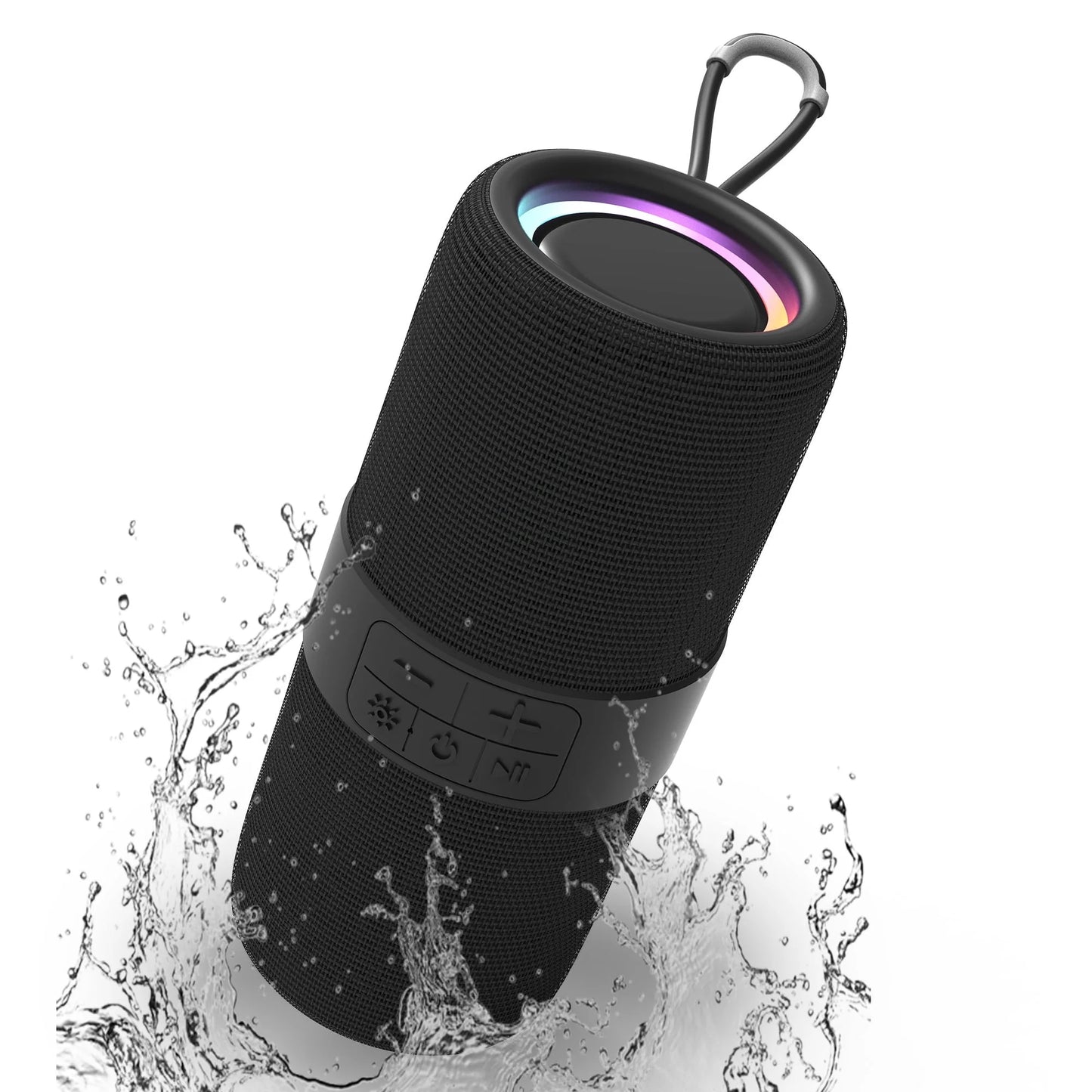 Portable Wireless Bluetooth Speaker,Waterproof Speaker with LED Lights / Deep Bass,10H Playtime,Tws Pairing for Outdoor Party,Black