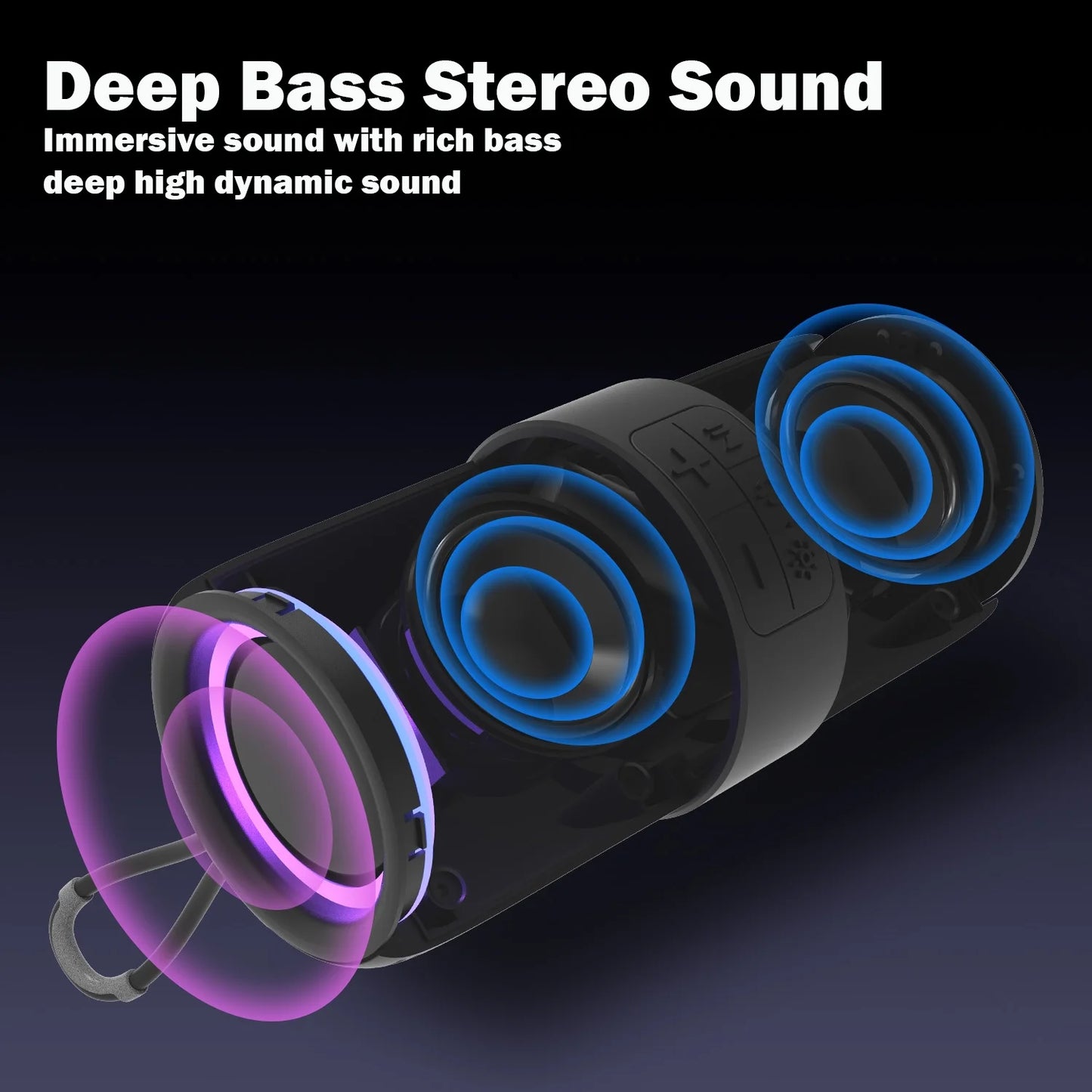 Portable Wireless Bluetooth Speaker,Waterproof Speaker with LED Lights / Deep Bass,10H Playtime,Tws Pairing for Outdoor Party,Black